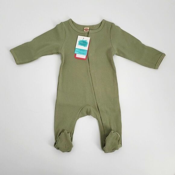 Baby unisex fall bottom snap olive jumpsuit littlechic boutique - Picture 1 of 6